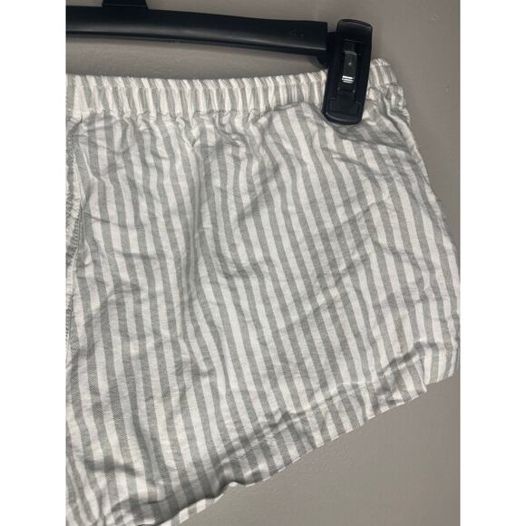 John Galt Gray and White Striped Linen Boxer Mini Shorts Womens One Size - Picture 6 of 6